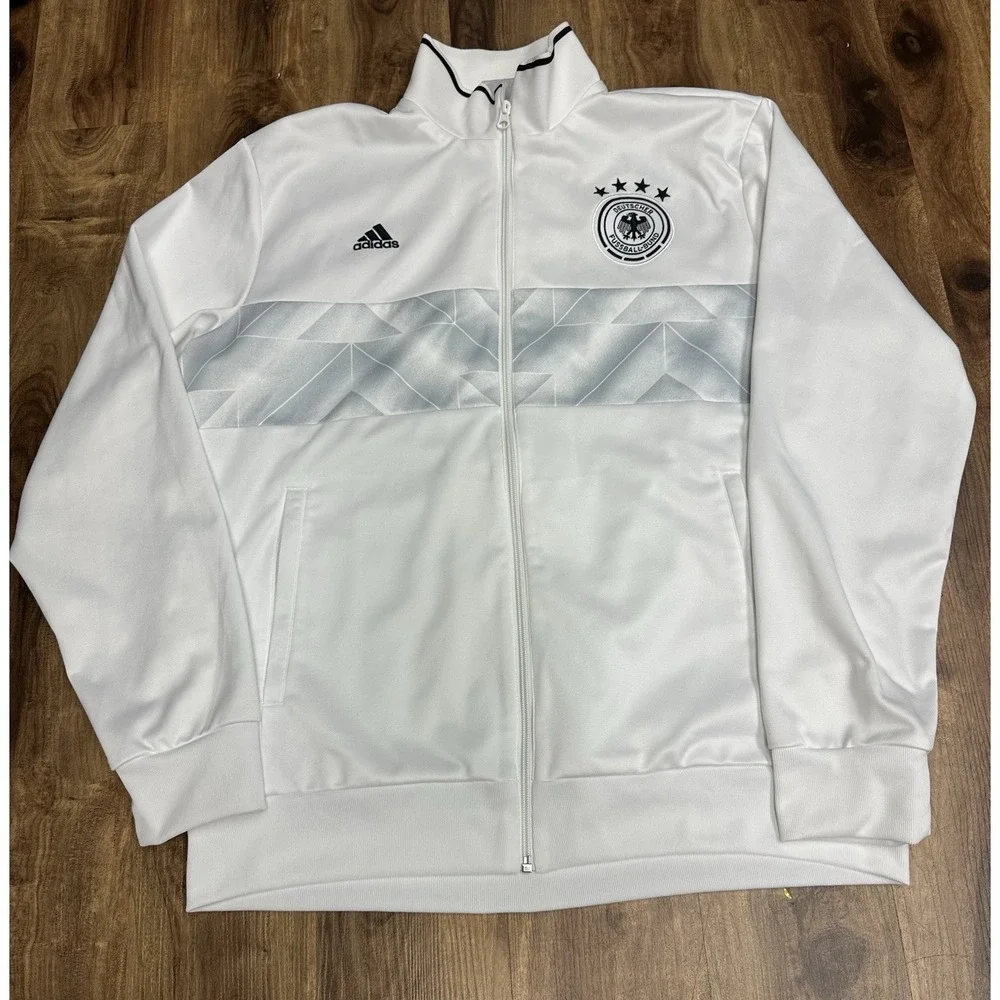 Adidas Deutscher Fussball-Bund Germany Soccer White Full Zip Track Jacket XL